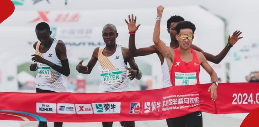 Kenyan athletes under probe for deliberately letting 
 Chinese contender He Jie win marathon.