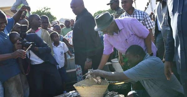 Tanzania's President John Magufuli goes shopping with basket in support of plastic bag ban