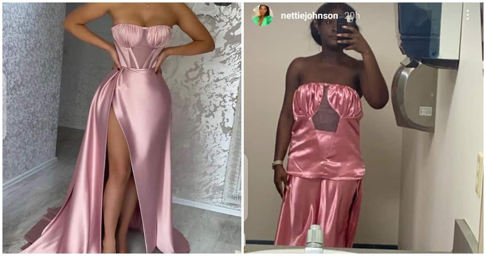 Lady shares photo of dress she bought online.