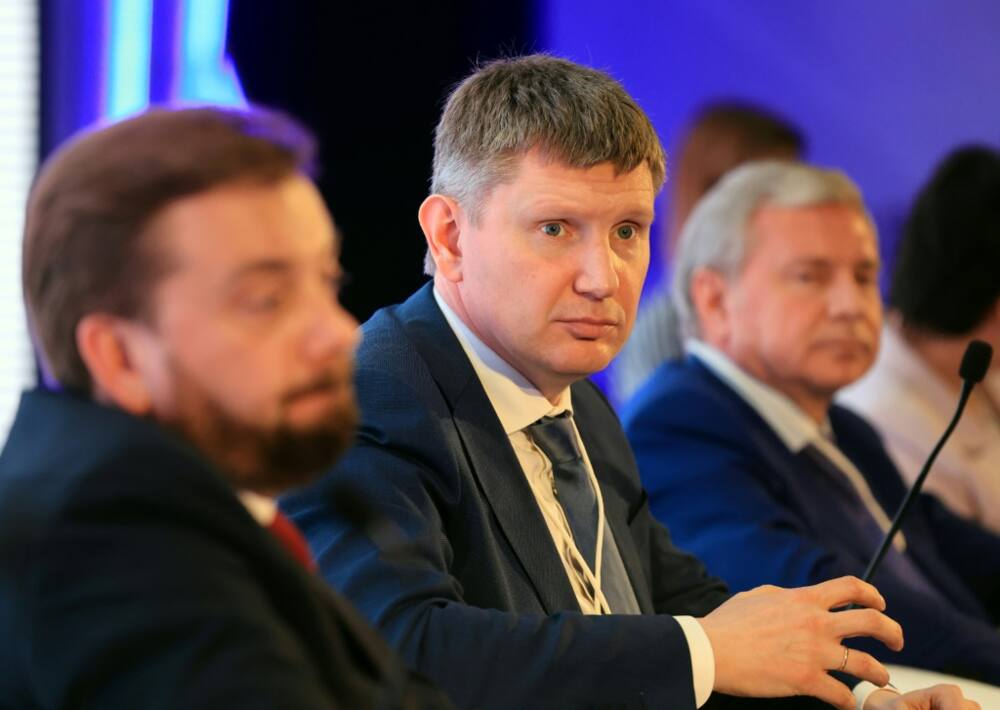 Russia's Economic Development Minister Maksim Reshetnikov, pictured at an Abu Dhabi investment meeting on May 8, says cooperating with the Middle East and North Africa is a foreign economic policy priority