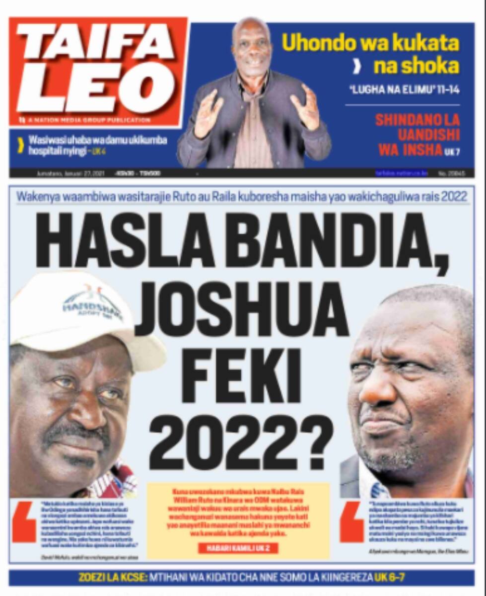 Kenyan newspapers review for January 27: MCAs set to make, break BBI push as bill heads to counties