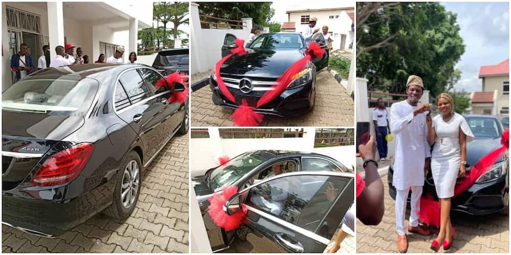 Beautiful photos as Nigerian lady gifts hubby new car on their 7th wedding anniversary.