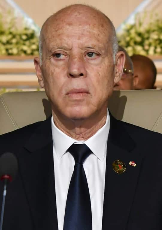 Tunisia's President Kais Saied, pictured on August 27, 2022  at an international conference in Tunis
