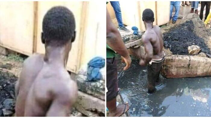 Residents Give Thief Food and Drink after Apprehending Him, Make Him Clean Drainage