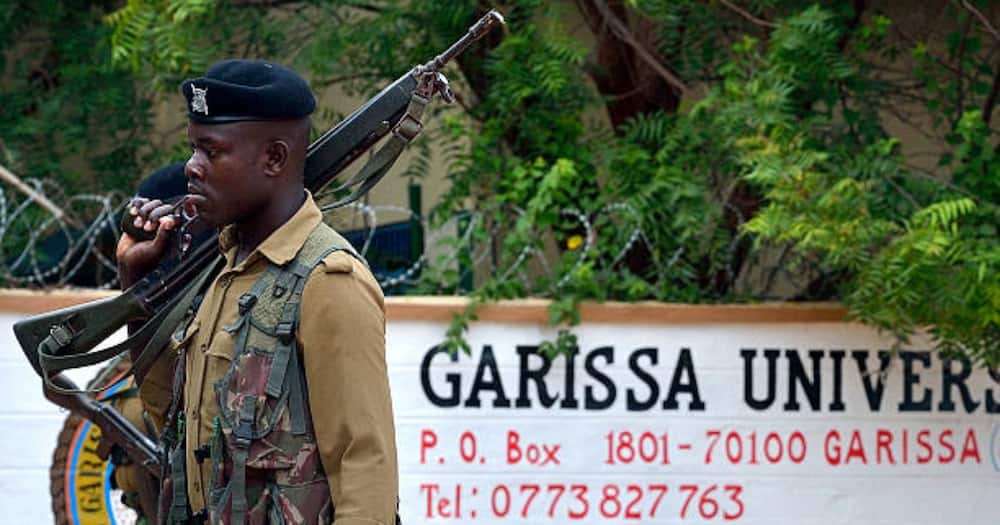 Police officer manning Garissa University. Photo: Garrisa University.