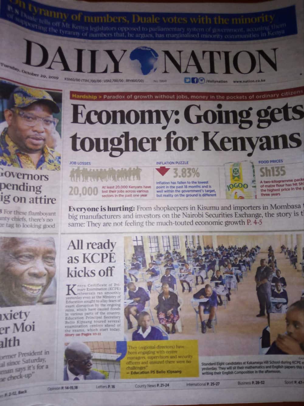 Kenyan newspapers review for October 29