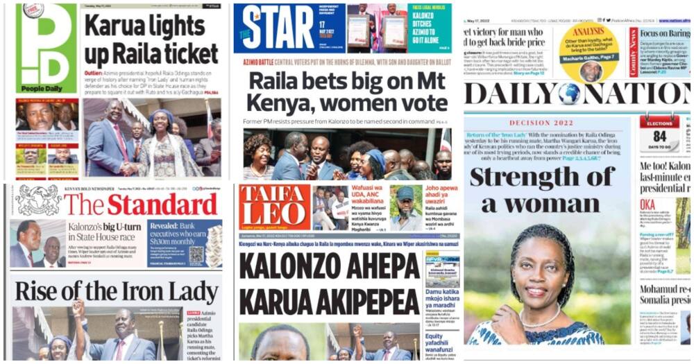 Magazetini Jumanne, Mei 17: Shangwe Raila Akimchagua Karua