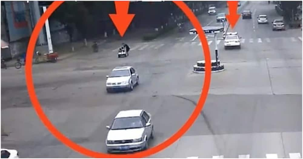 Boy caught on busy highway taking little girl for a ride in toy car