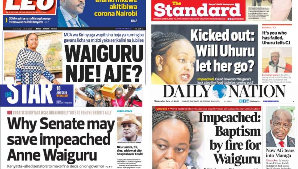 Kenyan newspapers review for June 10: Waiguru impeachment motion likely to backfire in Senate