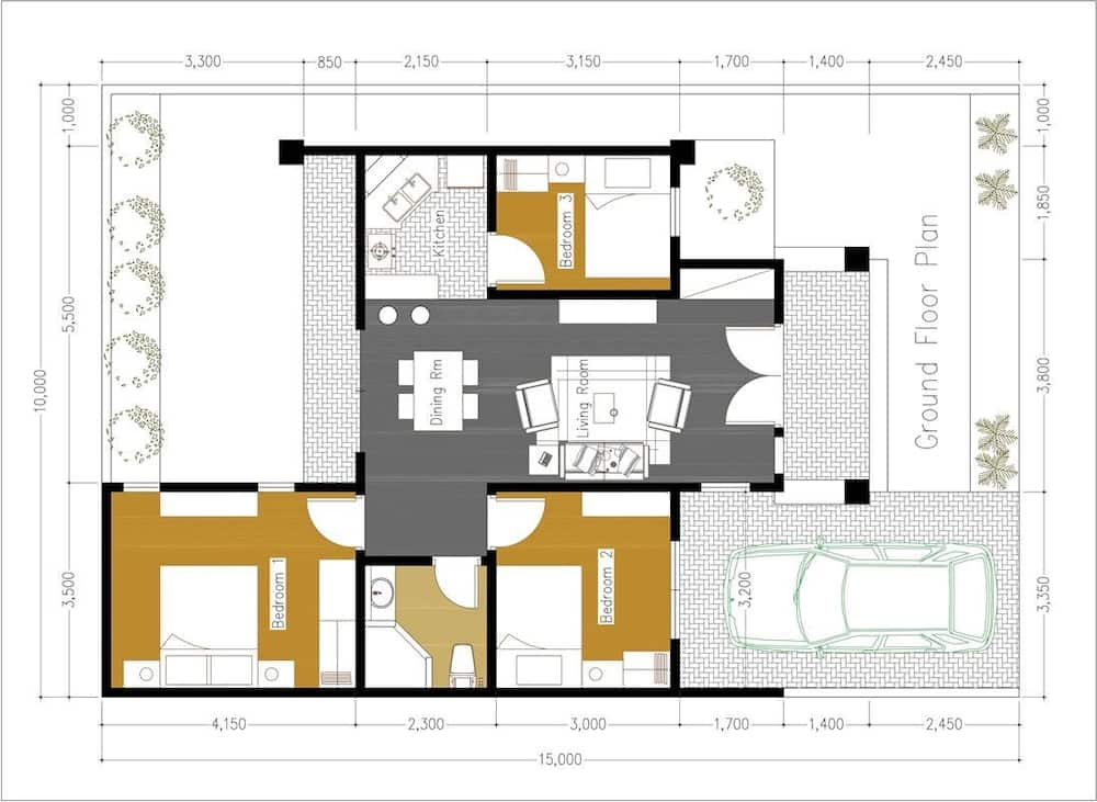 Simple three bedroom house plans