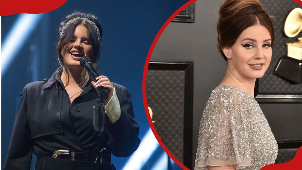 Lana Del Rey performs at Day 4 of Glastonbury Festival on June 24, 2023 (L), Lana Del Rey attends the 62nd Annual Grammy Awards at Staples Center on January 26, 2020.