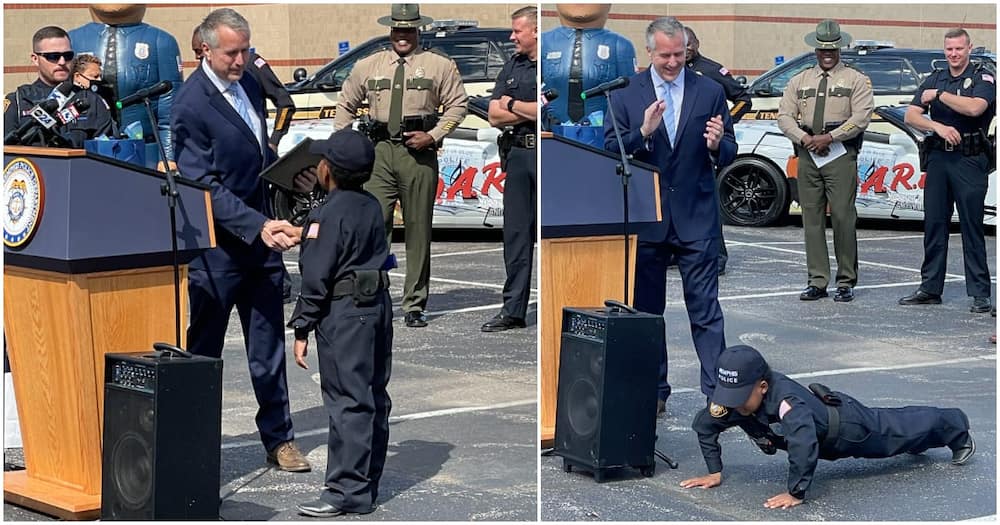 Reactions as 10-year-old black boy is sworn into the US FBI and SWAT team.