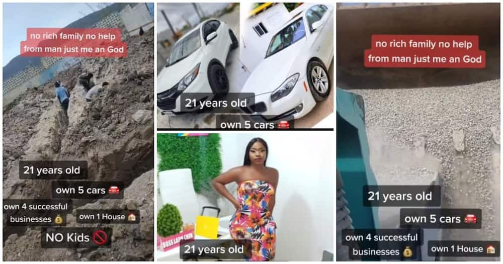 21-year-old lady flaunts her 5 cars, 4 businesses, house, no kids, no rich family, no help from man