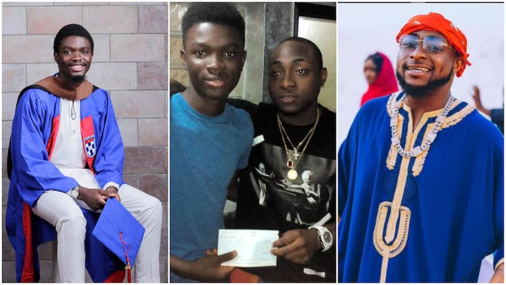 Young Nigerian man who Davido sponsored in university finally graduated, bagged first class, musician reacts