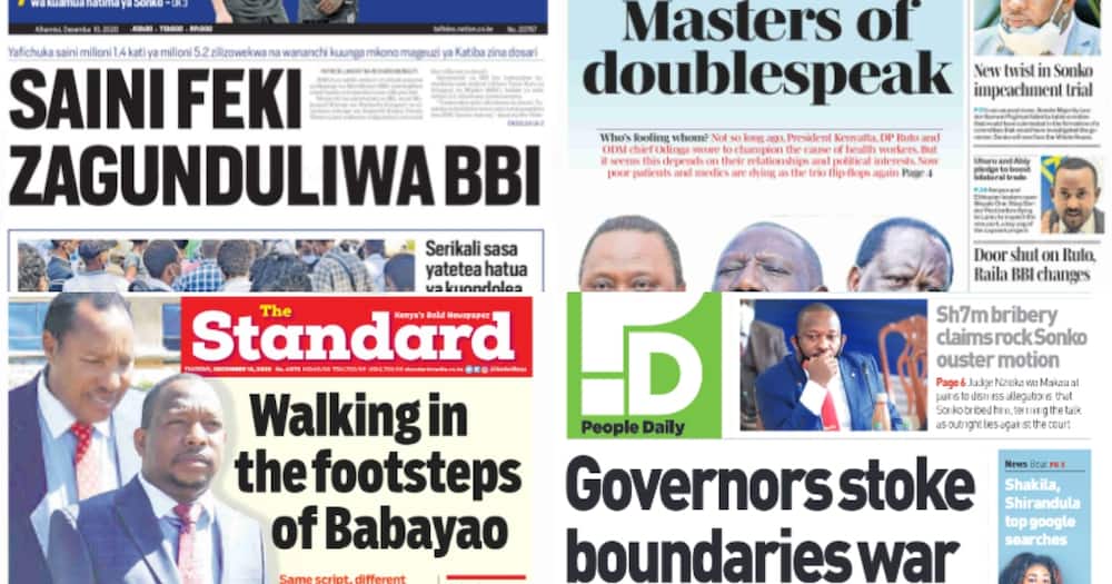 Kenyan newspapers review for December 10: 1.4M BBI signatures fake