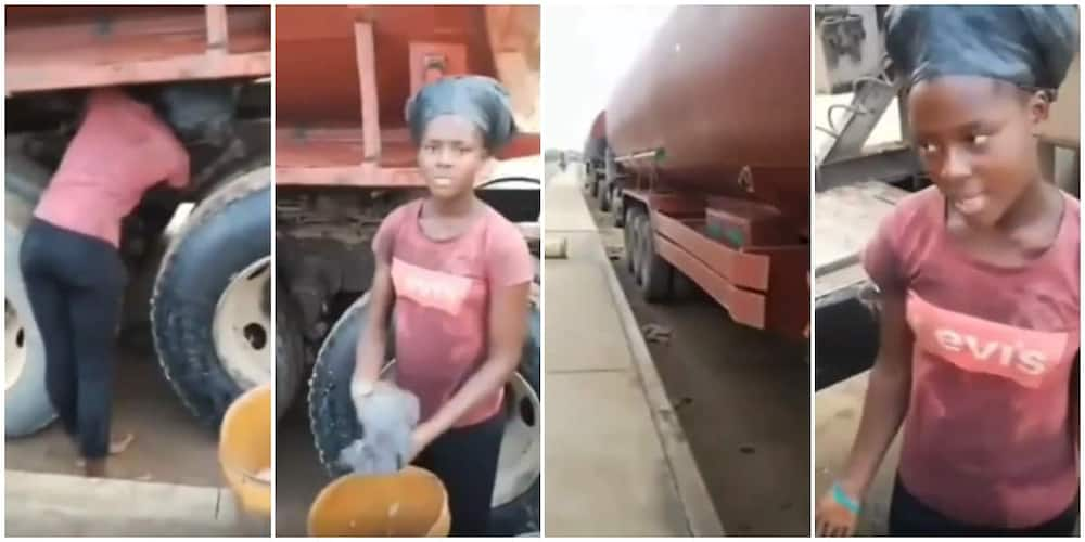 18-year-old Nigerian female student who washes tankers as hustle speaks in a viral video.