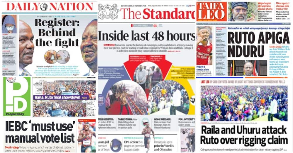 Kenyan newspapers, August 5.