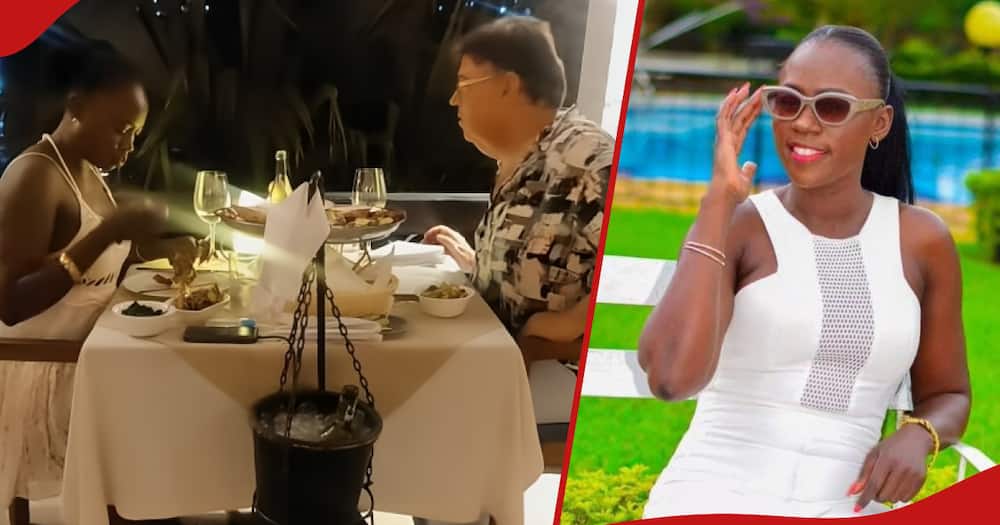 Akothee and a new mzungu man on a dinner date.
