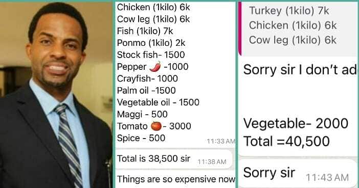 Man shares bill his cook sent to him.