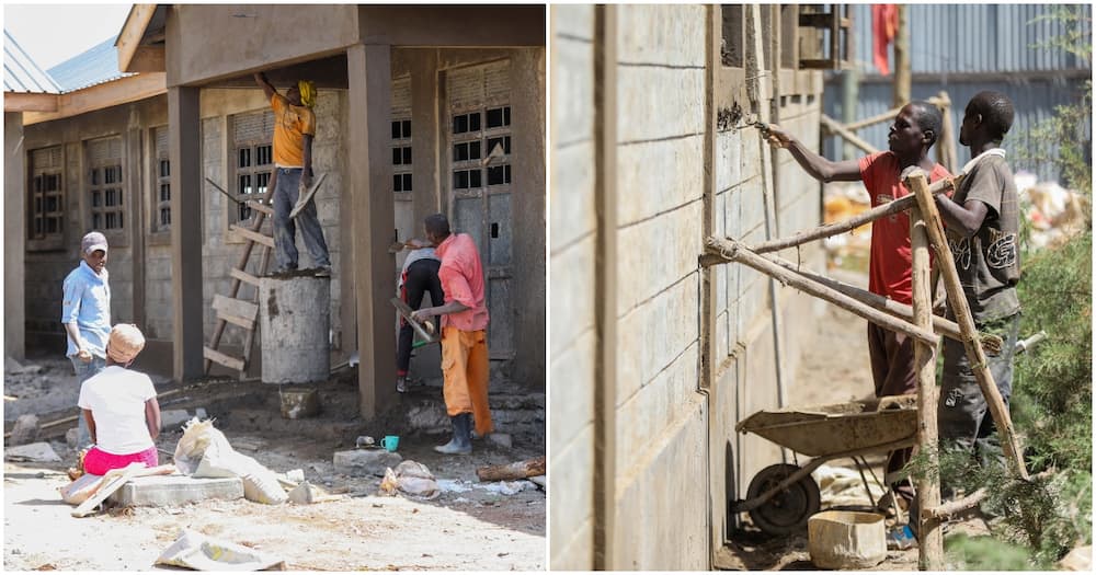Men working on Eldoret building.
