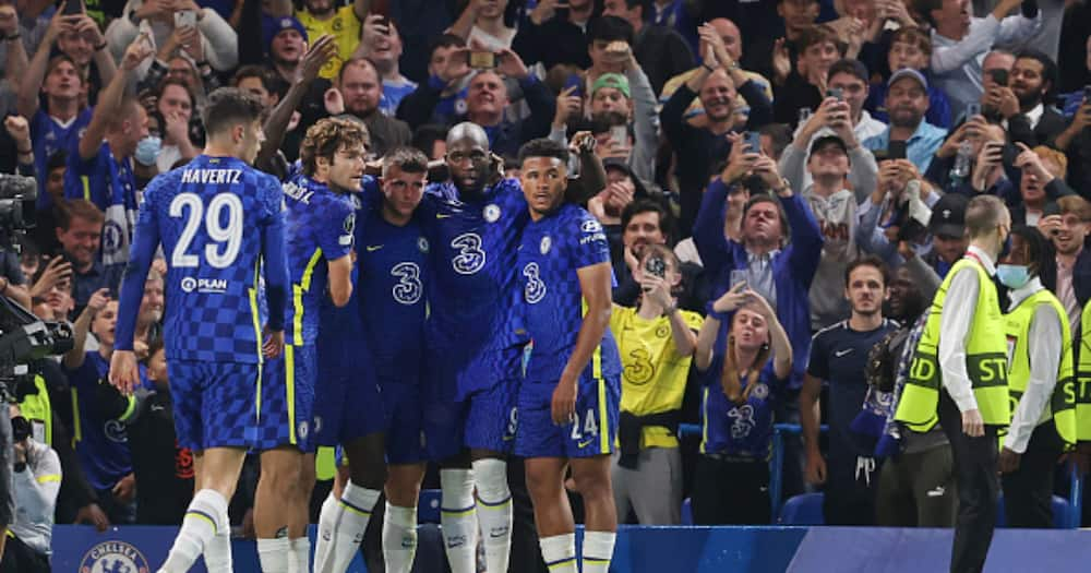 Chelsea players celebrating after scoring against Zenit St Petersburg. Photo: Getty Images.