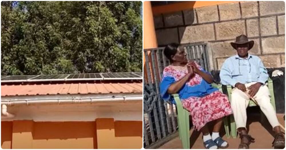 The elderly couple at their home.