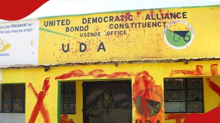 Siaya: Rowdy Youths Storm Another UDA Office, Deface It Using Dirt and Mud