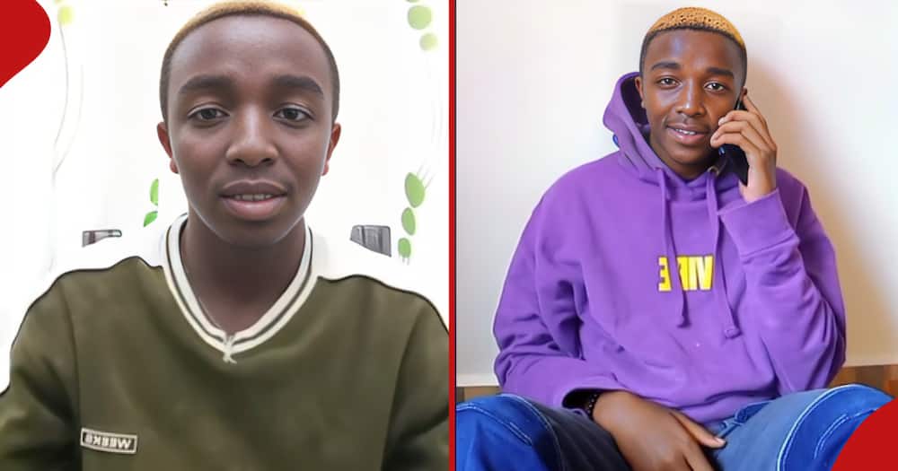 Brian Chira's young cousin Ian during a TikTok live (l). Ian creating a TikTok video (r).