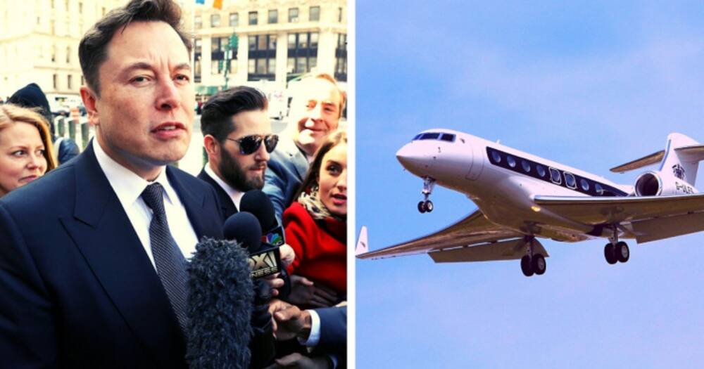 Collage of Elon Musk and a jet.