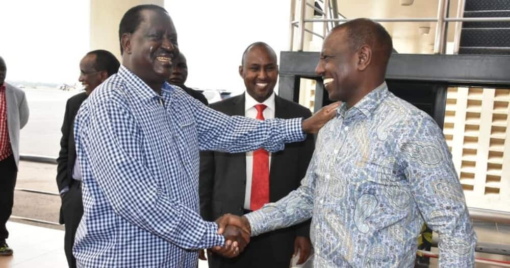 Deputy President William Ruto trails on ODM leader Raila Odinga.