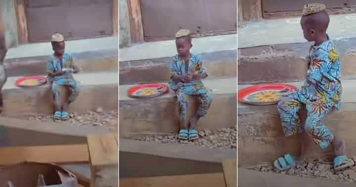 Little hawker counts his money after sales