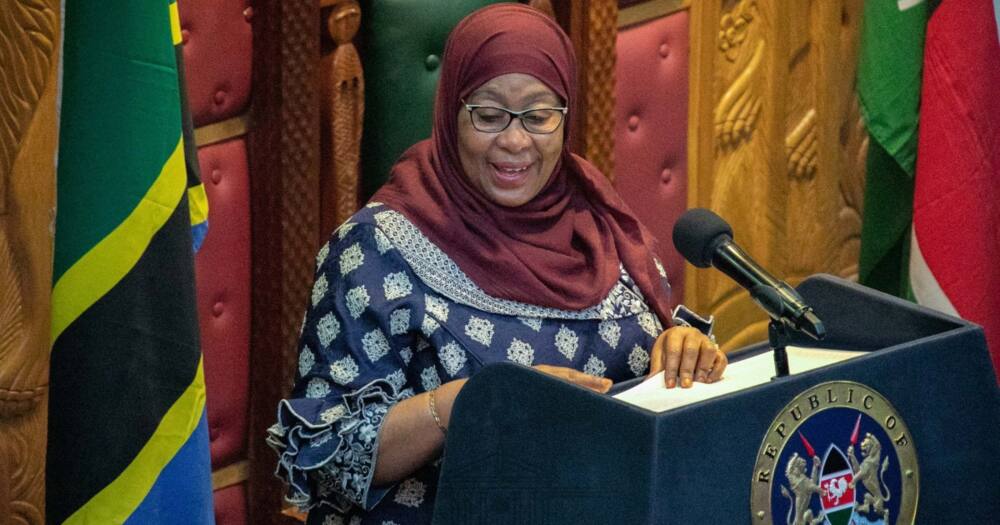 President Samia Suluhu while addressing a bicameral sitting at the Senate on Wednesday, May 5. Photo: State House Kenya.