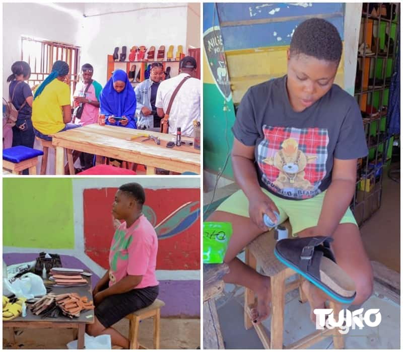 Sharon Ijuolachi Akpa now owns her own shoemaking school.