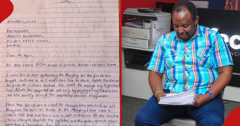 A Form Four student wrote a beautifully written letter to her academic sponspor Ndungu Nyoro