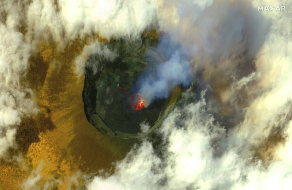 Disaster prevention: Mount Nyiragongo in eastern DR Congo, taken from space by Maxar Technologies in May 2021 just before the volcano erupted, threatening the nearby city of Goma