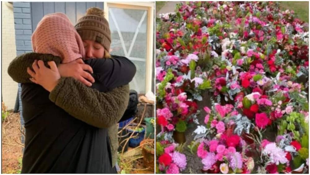 She gave 400 widows flowers on Valentine's Day.