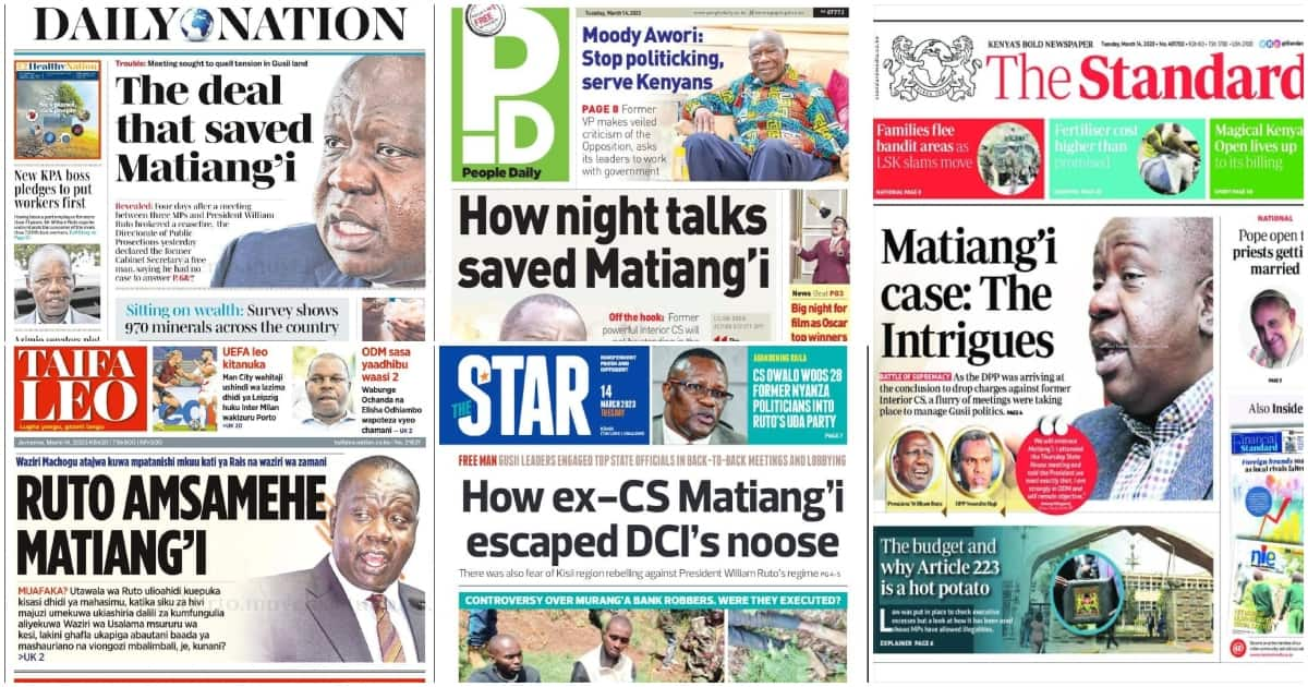 Kenyan Newspapers Review for March 14: Fred Matiang'i Off the Hook ...