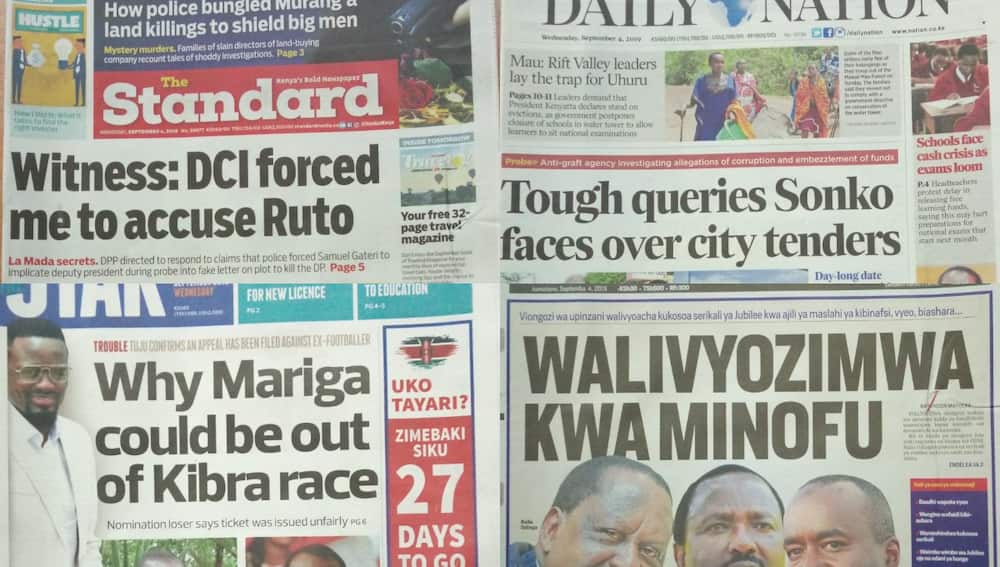 Magazeti ya Jumatano, Septemba 4: Wapinzani wa Mariga wanadai hajasajiliwa rasmi kama mpiga kura