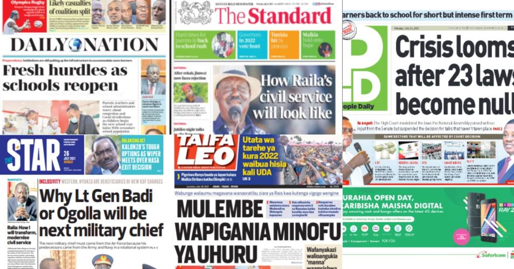 Magazeti Jumatatu, Julai 26: Raila Aelezea Serikali Yake Itakavyokuwa