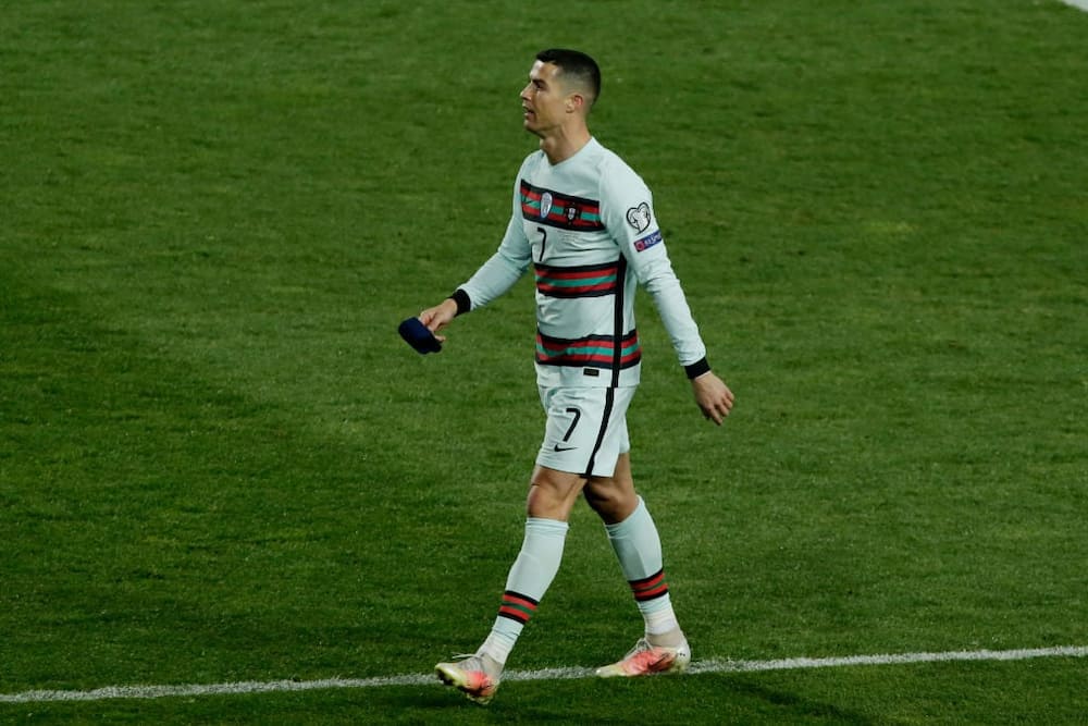 mband that Cristiano Ronaldo threw to the ground in disgust against Serbia