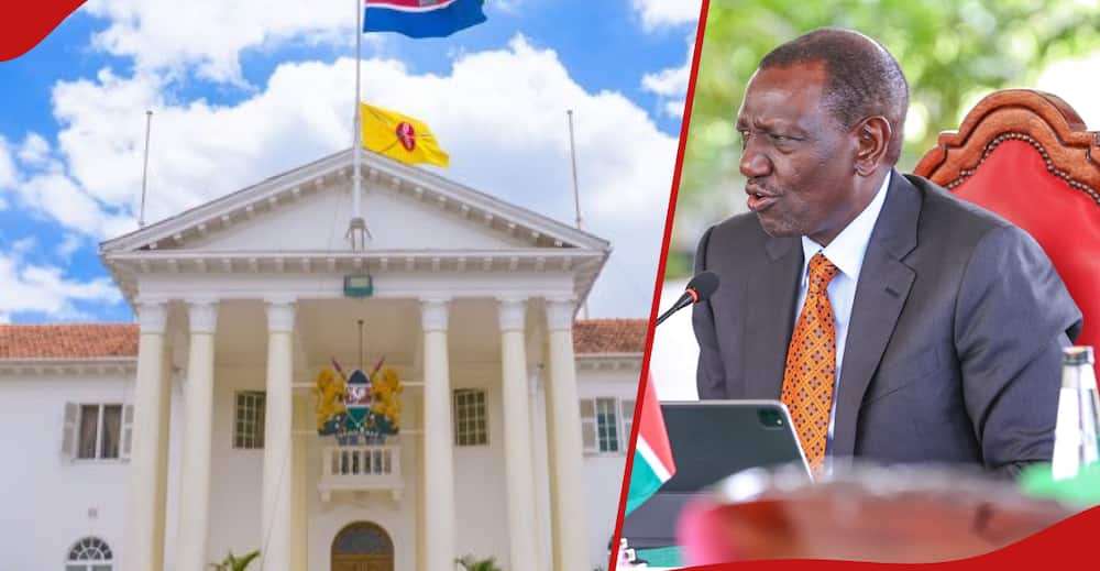 State House (l) and William Ruto (r).
