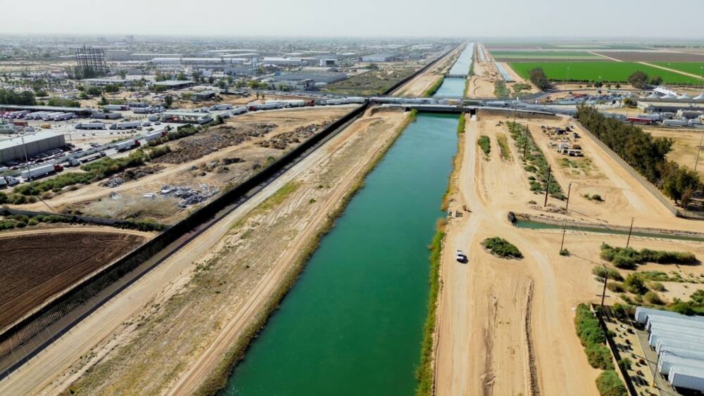 The All-American Canal along the US-Mexico border provides water to California's Imperial Valley