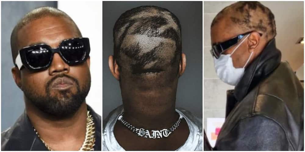 Kanye West's patch haircut.