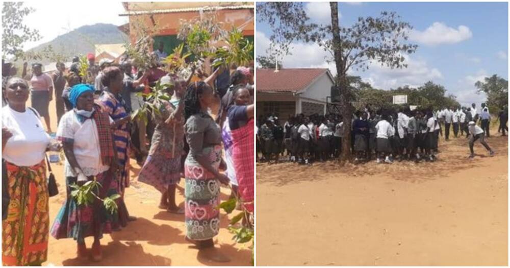 Parents demonstrating against principal.