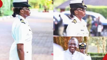 Nyeri: William Ruto Shows Up with New Female Aide De Camp from Kenya Navy