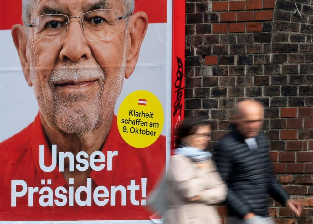 An election poster in Cienna shows Austria's President Alexander Van der Bellen, who is expected to win a second term in office