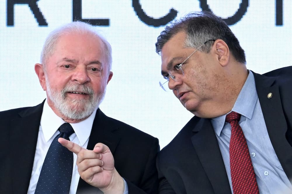 Brazilian President Luiz Inacio Lula da Silva (L) and Justice Minister Flavio Dino (R)