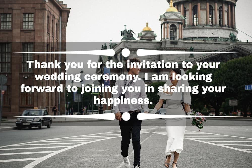 Formal reply to a wedding invitation