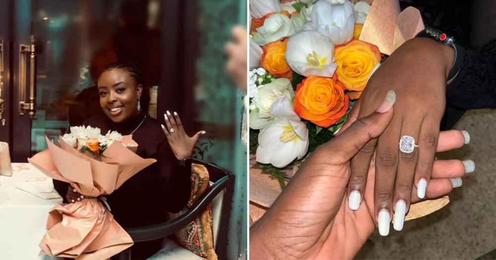 A lady shared pictures of her engagement and the internet couldn't get over her bae's nails.