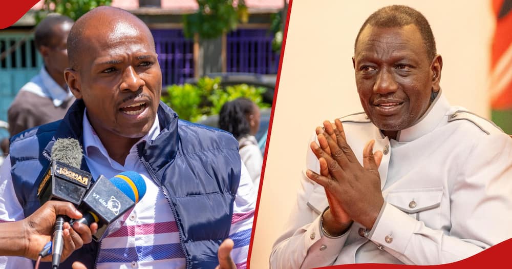 Ex-NIS official Patrick Osoi (left frame) has offered solution to President William Ruto (right frame) regarding the ongoing protests.